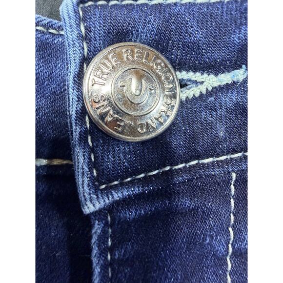 TRUE RELIGION Joey Mid Rise Flare Denim Jeans 26 Ocean Blue Y2K Flare Retrocore - Picture 11 of 13